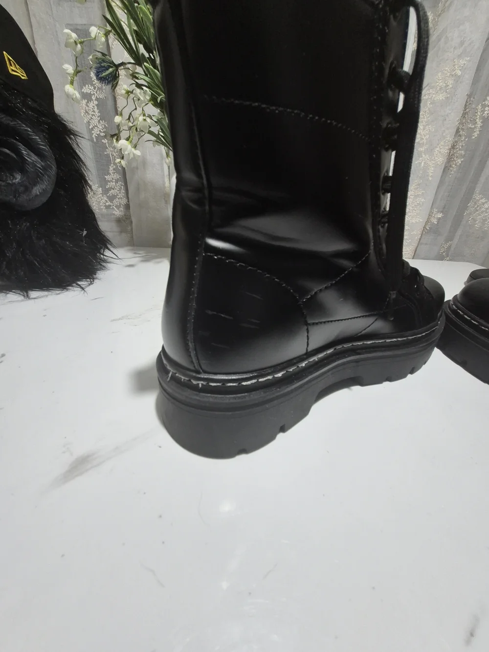 Zara Black Platform Lace-Up Combat Boots